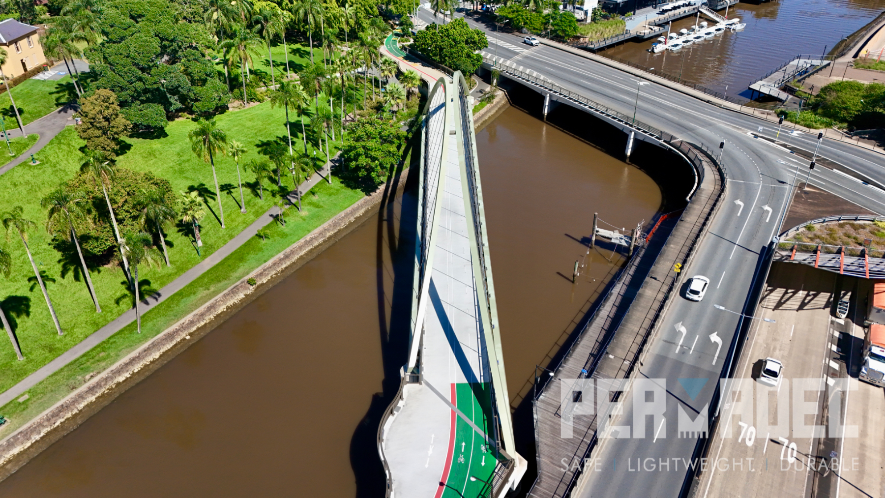 Aerial view of bridge using Permadec GRP permanent formwork