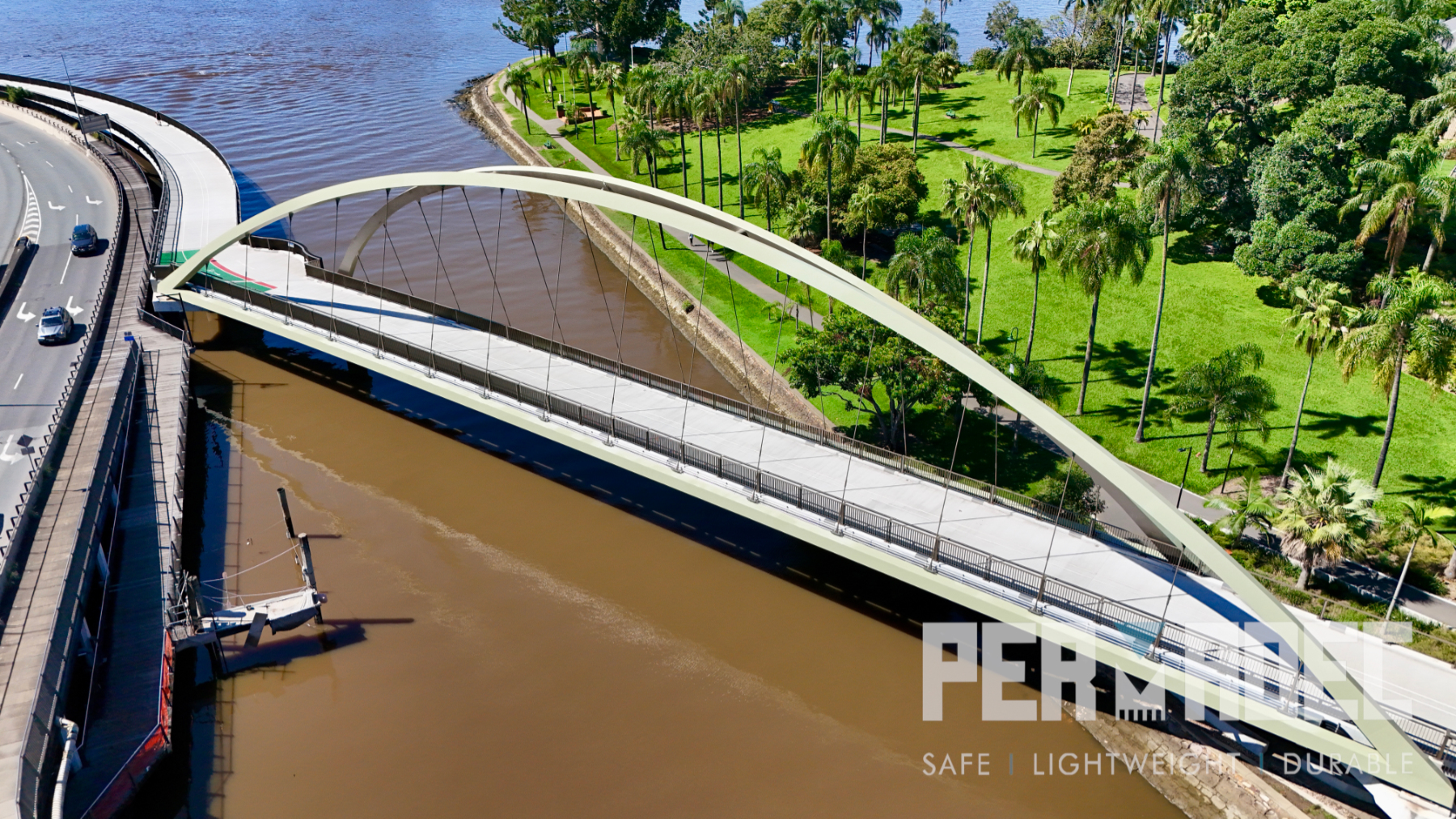 Aerial view of bridge using Permadec GRP permanent formwork