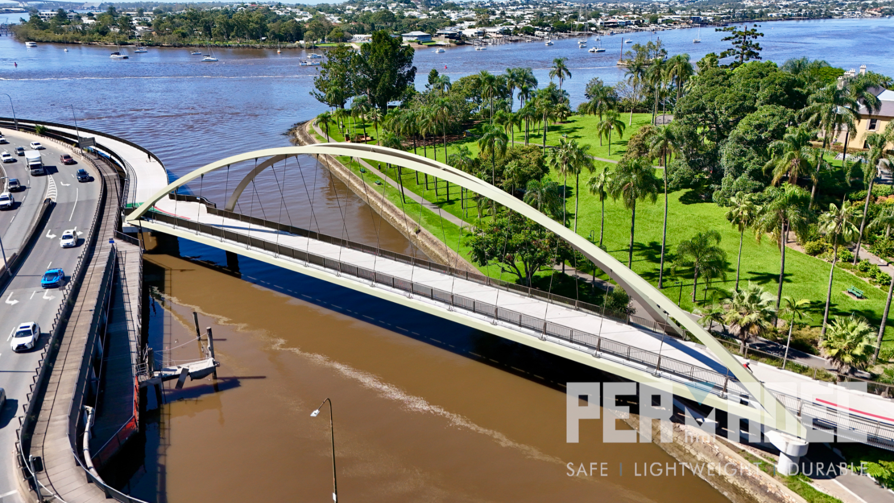 Aerial view of bridge using Permadec GRP permanent formwork