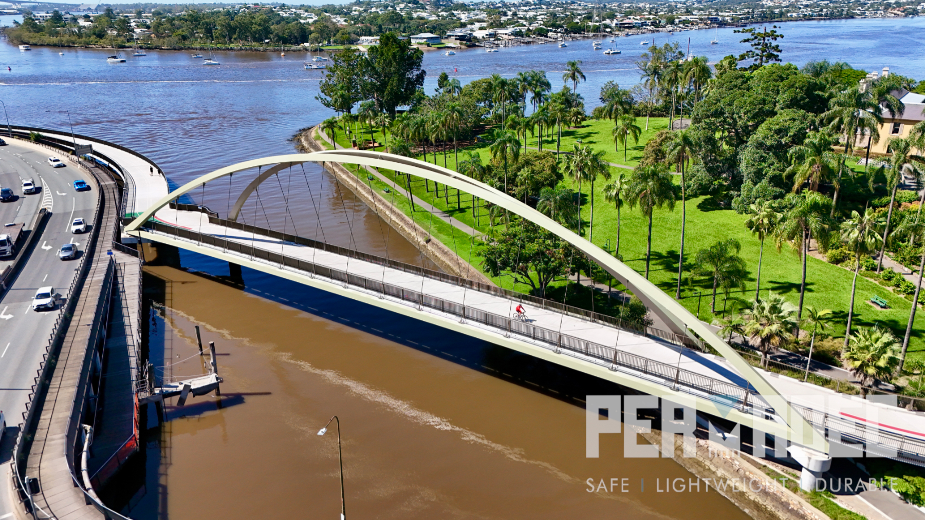 Aerial view of bridge using Permadec GRP permanent formwork