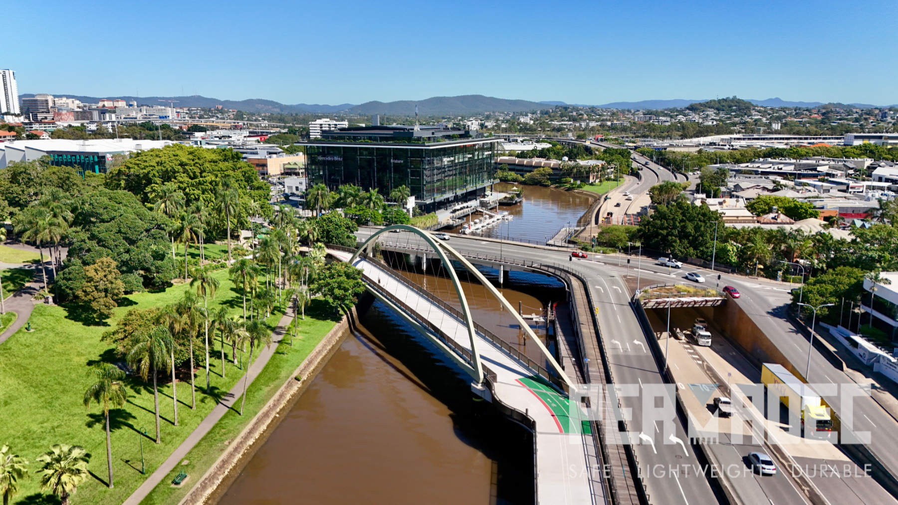 Aerial view of bridge using Permadec GRP permanent formwork