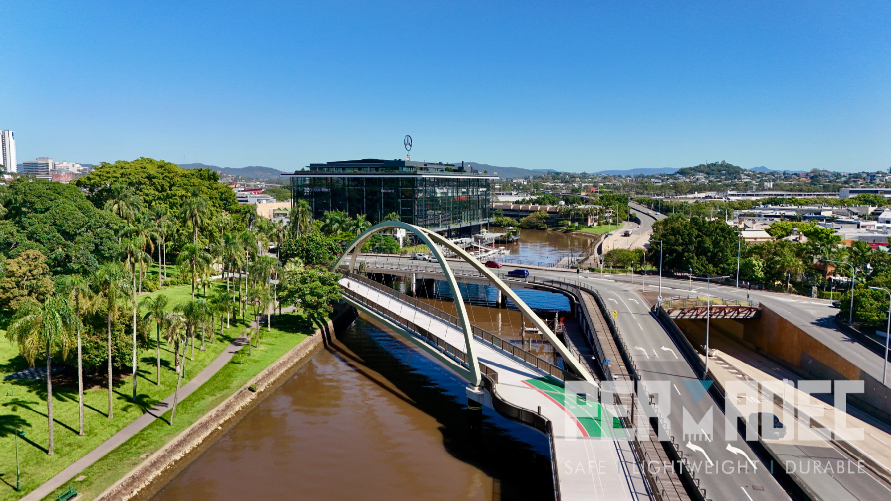 Aerial view of bridge using Permadec GRP permanent formwork