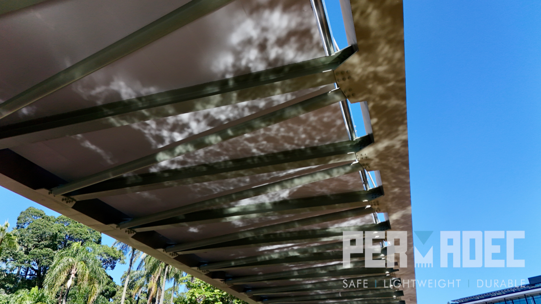 Underside detail of bridge showing GRP permanent formwork panels