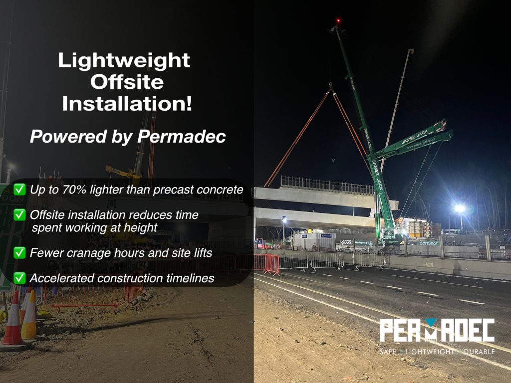 GRP permanent formwork installed offsite on precast bridge girders using Permadec panels